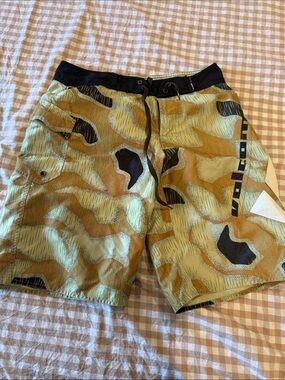 Volcom Men's Camo Swim Trunks in Tan, Green, Black